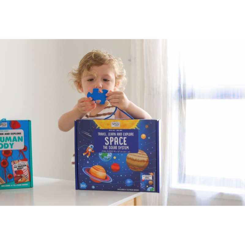 Sassi Travel, Learn and Explore - Book and 3D Puzzle Set - Space, 205 pcs