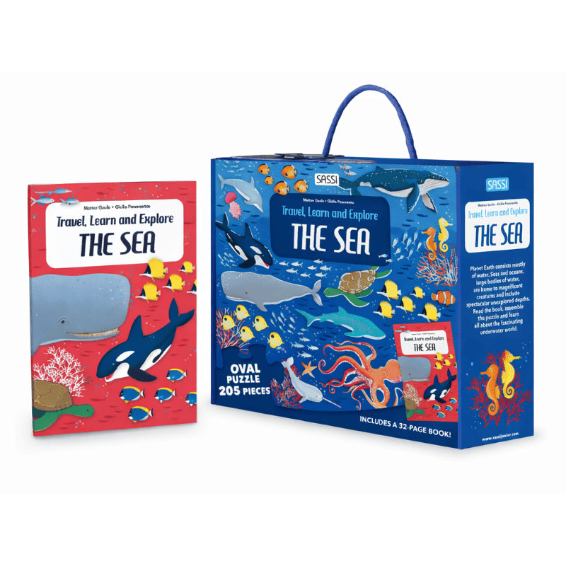 Sassi Travel, Learn and Explore - Puzzle and Book Set - The Sea, 205 pcs