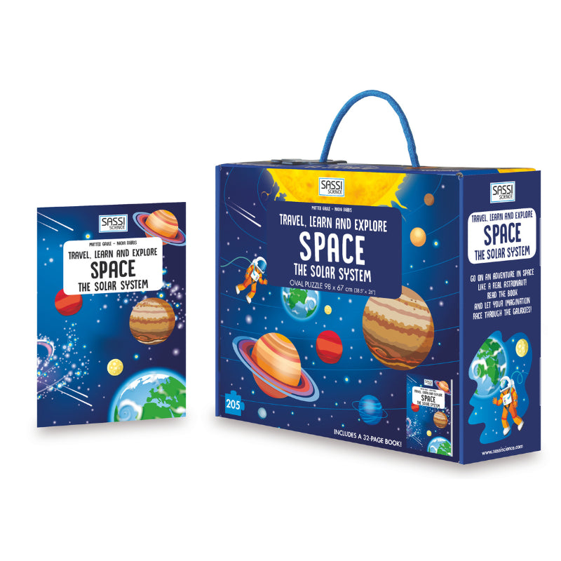 Sassi Travel, Learn and Explore - Book and 3D Puzzle Set - Space, 205 pcs