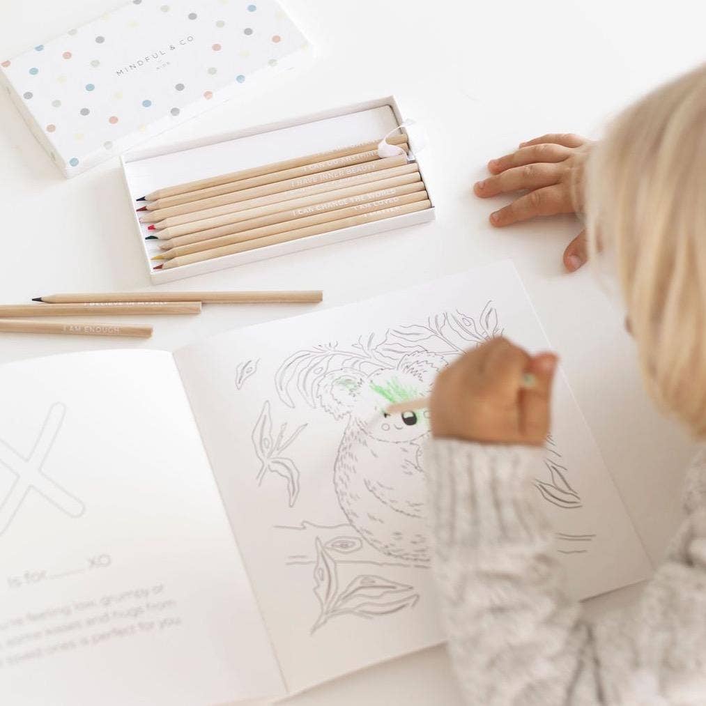 Kids Affirmation Colouring Pencils – Mindfulness Set