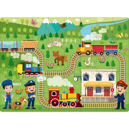 Sassi 3D Puzzle and Book Set - Learn Shapes Train, 40 pcs