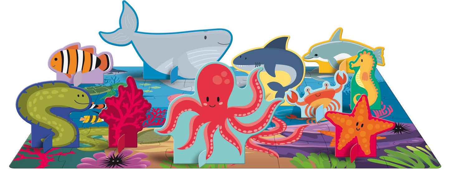 Sassi 3D Puzzle and Book Set - The Sea, 40 pcs