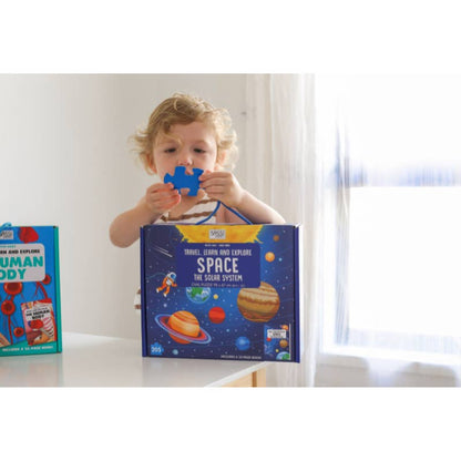Sassi Travel, Learn and Explore - Book and 3D Puzzle Set - Space, 205 pcs